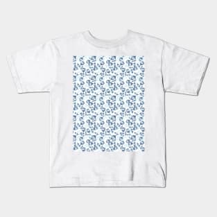 Blue Pastel Elegance: Tulip Silhouette Floral Pattern Kids T-Shirt